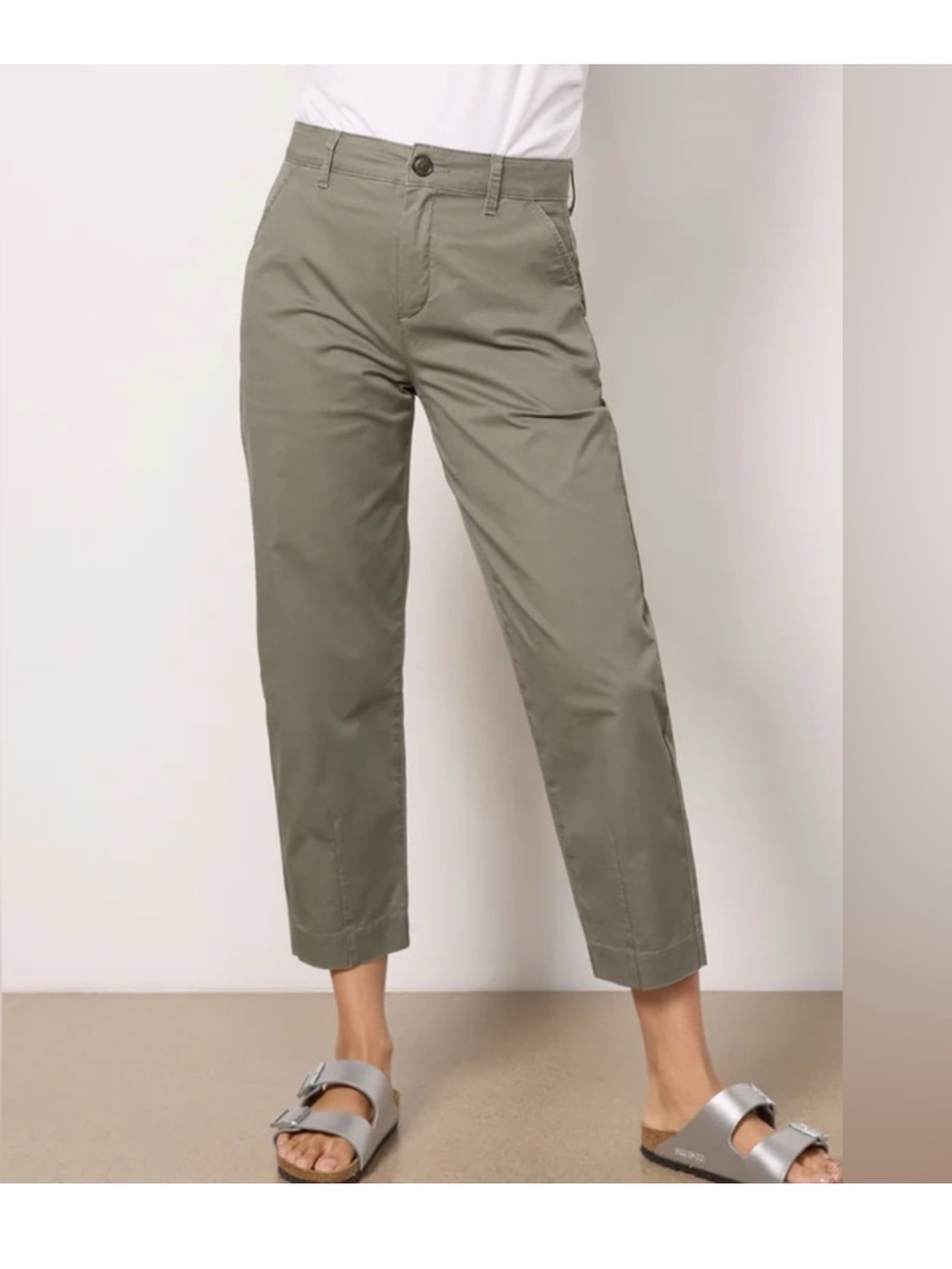 NWT Evereve Cassie Chino Pant Army Green Size 26